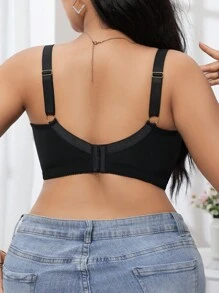 SHEIN Plus Size Floral Applique Mesh Patchwork Sexy Camisole Bra - Multicolor - View 2