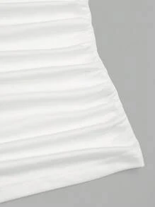 Sweetra Maglietta casual a maniche lunghe, slim fit, comoda, con collo a giro, tinta unita, per donne taglie forti - Bianco e nero - Visualizzare 5