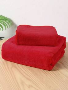 SHEIN 珊瑚绒柔软舒适，吸水快干，简洁素雅，不掉毛。干发巾1条装，家用1条浴巾或1条洗澡巾。 - 玫瑰紅 - 查看 4