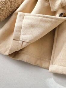 Souflis Souflis 女婴幼儿新生儿优雅毛领外套，保暖冬季秋季夹克 - 杏色 - 查看 10