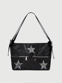 ROMWE Grunge Punk Star Pattern Fashion Shoulder Bag For Women - Black - View 2
