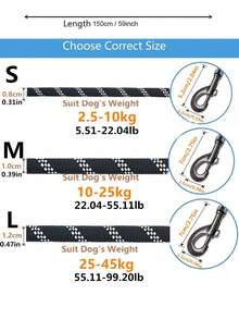 1pc Reflective Pet Leash For Dog For Outdoor - Black - View 2