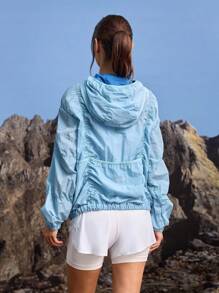 In My Nature Women Outdoor Jackets, Women Windbreaker Jacket Waterproof Jacket Women Hiking Jacket Women Light Blue Jacket Women Hiking Outdoor Jacket Women Camping Climbing, Translucent Jackets, Lightweight Jackets Thermal Thick Warm Jacket - Blue - View 2