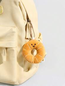 Lindo set de encantos de peluche en forma de pan y llavero de rosquilla con correa - Regalo de juguete de peluche de comida kawaii para decorar bolsos, mochilas y carteras