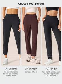 GLOWMODE 25'' VitalSwift Ultra-Light Petite Tapered Slim-Fit Slit Work Joggers Pants With Side Pockets Daily Casual Fall - Purple - View 2