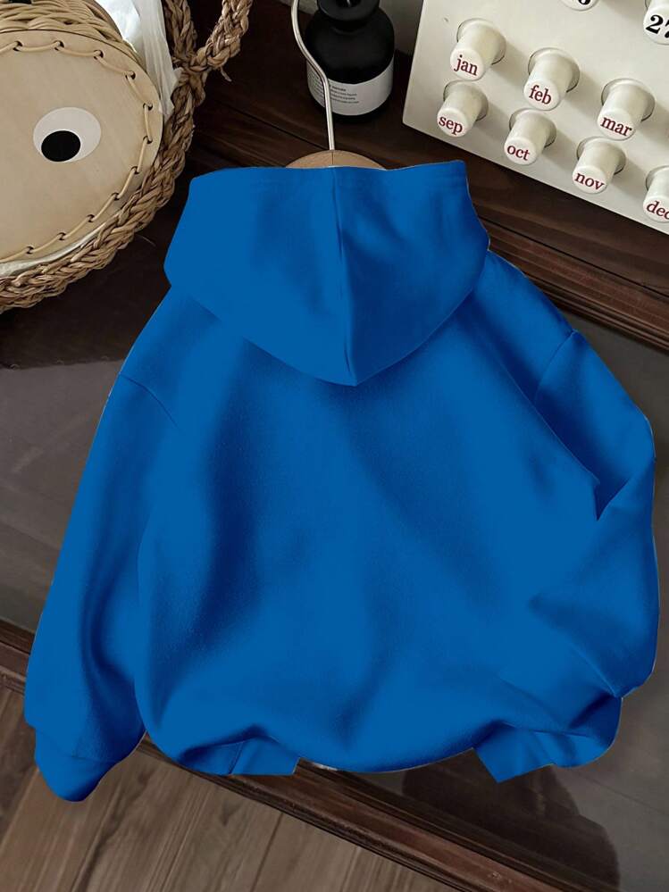 SHEIN Young Boys Autumn New Arrival, Street Style Spider & Cartoon Graphic, Blue Color, Casual Loose Comfortable Daily Wear Knit Long Sleeve Sweatshirt, Suitable For Autumn/Winter Fall - Multicolor - View 2