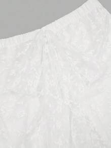 Sweetra 不对称荷叶边蕾丝美人鱼下摆甜美纯色半身裙