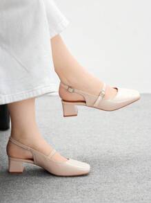 CUCCOO BIZCHIC Women's Simple Mary Jane Platform High Heel Shoes, Suitable For Halloween - Beige - View 1