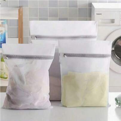 1/4/8 pièces Sacs de lavage en maille à fermeture éclair grise, sacs de lavage épais, sacs de protection de lavage de différentes tailles, protection des vêtements, accessoires de buanderie, sacs de lavage, printemps, minimaliste, hauts d'été