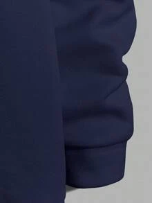 EURMUSE Men's Casual Slogan Print Hoodie Sweatshirt, Autumn/Winter - Navy Blue - View 3