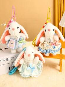 1PC Creative Fluffy Princess Dress Bunny Keychain Cute Cartoon Lop Ear Rabbit Doll Changeable Outfit Bag Charm Exquisite Gift For Women Girls Friends Birthday Valentine Christmas Party Kawaii Aesthetic Fashion Accessories - Multicolor - View 2