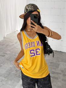 StreetHx 女式街头风格美式运动休闲运动背心 - 黃色 - 查看 3