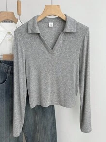 SHEIN 3 件套青少年女孩多色方领褶皱腰针织贴身休闲校园风格分层 T 恤 - 彩色 - 查看 7