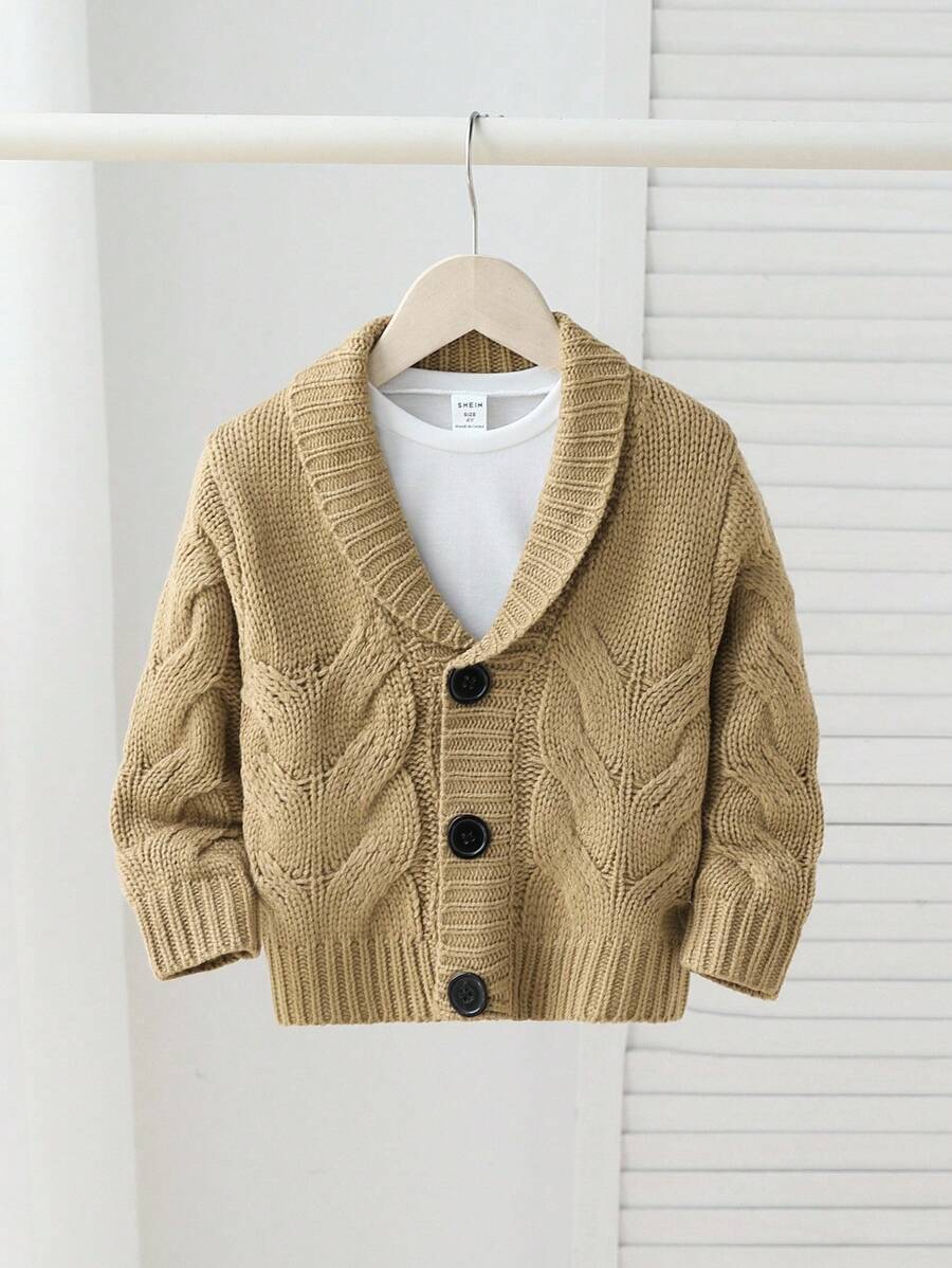 SHEIN Young Boys' Casual Button-Up Shawl Neck Long Sleeve Cardigan Children Cardigan Boys Knit Cardigan Boys Sweater Kids Cardigan Toddler Boy Cardigan Toddler Boy Fall Clothes Boys Winter Clothes Boys Sweater Young Boy Clothes Boys' Solid Sweater