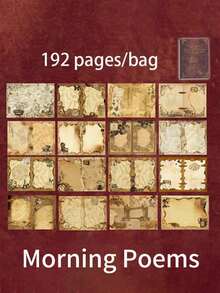 SHEIN 1本剪贴簿，共192页，遥远的歌声系列，复古棕色可写烫印材料书，剪贴簿用品笔记本配件，装饰笔记本垃圾杂志DIY个性化拼贴书 - 彩色 - 查看 9