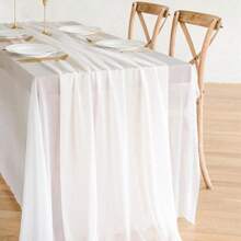 1 件/5 件白色美丽纱布桌旗桌布、婚礼派对房间餐桌装饰用品桌布、生日结婚周年家庭节日派对房间餐桌 DIY 装饰、婚礼纱布、家居装饰、婴儿淋浴装饰、椅背装饰纱、白色纱布、2026 新年装饰、新年桌旗 - 白色 - 查看 1