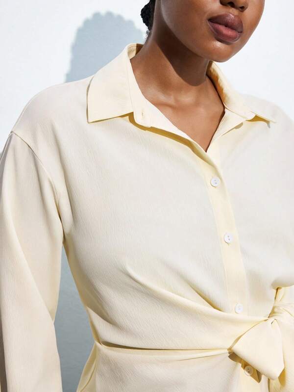 Maija Plus Size Autumn New Wrap,Style Tie,Up Shirt, Stylish Shirt, White Long Sleeve Shirt Fall Women Clothes Autumn Clothes Back To School Clothes Homecoming Modest Vintage Clothes Women Old Money Teacher For Women Romantic, Fashion, Versatile; Comfortable, Stylish, Elegant, Casual , Simple Daily Wear, Essential, Solid Color, Holiday Casual, Decent, Single Lady, Elegant Fashion Business Casual Woman Going Out Tops Graduation Steacher For Women Going Out Tops Women Business Casual Woman