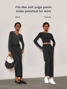 GLOWMODE 28 英寸百搭抗皱弹力小巧易穿脱工作裤，带侧袋，日常休闲办公