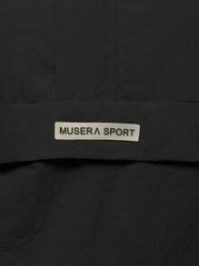 Musera Sport 尼龙半拉链口袋细节Logo连帽防风夹克，春夏皆宜，可作雨衣、徒步、运动休闲、假日节日健身冬冬春季穿着。 - 黑色 - 查看 6