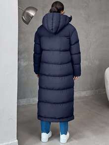 EURMUSE 女士保暖超大二合一防水连帽长款冬季外套