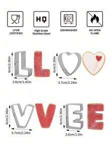 SHEIN Basic living 4 PCs Valentine's Day Cookie Cutter Set  Stainless Steel Biscuit Pastry Cutters - Silver - View 8