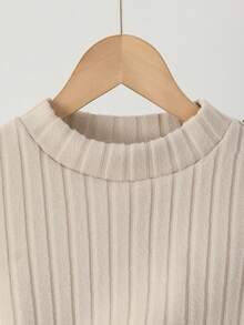 2pcs/Set Tween Girls Casual Versatile Commuting Sports Comfortable Thermal Lined Turtleneck Black & Beige Base Layer Long Sleeve Top Fall Winter