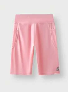 JNSQ Pantalon corsaire de compression pour sports de plein air pour préadolescentes, retour à l'école. Shorts leggings ajustés pour enfants avec couture quadruple aiguille six fils sans couture, pour l'extérieur.