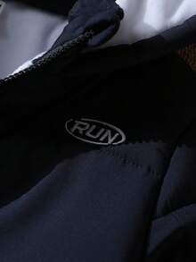 新款秋冬韩版青年男孩厚款字母刺绣立领休闲拉链夹克 - 藏蓝色 - 查看 4