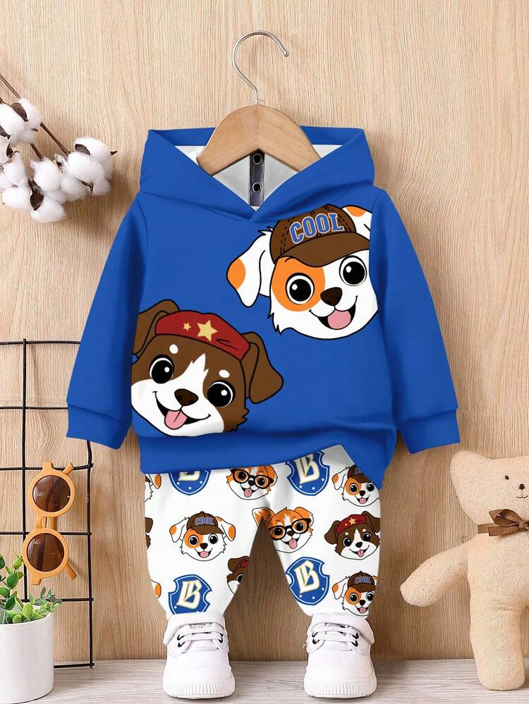 SHEIN 儿童精选系列，日常基础款，快乐儿童，儿童粉彩色系，机车风，家庭旅行，快乐时光，我爱妈妈，我爱爸爸，温馨家园，酷炫儿童，男婴休闲宽松舒适柔软针织连帽卫衣套装，适合秋冬季男婴服装套装，男婴服装套装，狗狗服装，幼儿男童服装，男童服装套装，儿童男童服装套装，秋季 - 彩色 - 查看 2