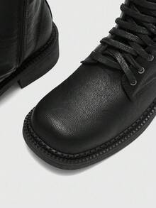 CUCCOO BIZCHIC 女士系带中筒靴，通勤风格 - 黑色 - 查看 7