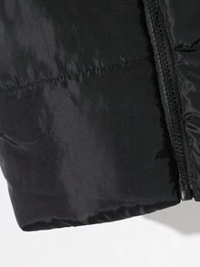 1 件女童秋季时尚宽松高领拉链蝴蝶刺绣无袖休闲运动百搭背心 - 黑色 - 查看 5