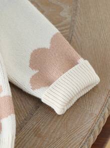 Áo khoác cardigan dệt kim họa tiết hoa cho bé gái, thích hợp mặc hàng ngày, đi chơi, du lịch, nghỉ mát, ở nhà, nhà trẻ và đi học. - Màu be - Xem 5