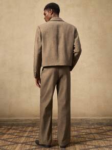 AKNOTIC 2pcs Business Casual Men's Fashion Woven Slim Fit Mocha Brown Suit Blazer Set, Suitable For Summer, Autumn, Vacation, Wedding, Party, Graduation Gift - Mocha Brown - View 7