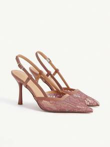 CUCCOO CHICEST Cuccoo 女士时尚优雅蕾丝高跟鞋 - 淺灰紫 - 查看 2