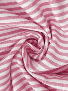 EMERY ROSE 女装夏季休闲条纹圆领连衣裙粉色条纹夏装短袖夏装夏季休闲连衣裙女度假连衣裙纯棉夏装 - 粉色 - 查看 8