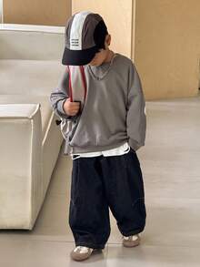 SHEIN 1pc Young Boys Casual College Style Comfortable Fashion Minimalist Loose Fit Practical Versatile Big Letter Graphic Thick Sweatshirt, Suitable For Daily Wear, School, Outings, Sports, Autumn/Winter Winter Autumn Fall