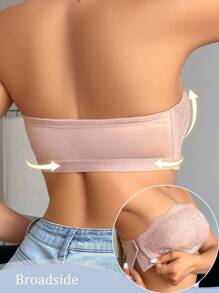 SHEIN 1pc Women Lace Wireless Bandeau Bra - Apricot - View 2