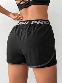 Easithlete Women's Basic Yoga Shorts, Minimalist 2 In 1 Design - Black - View 2