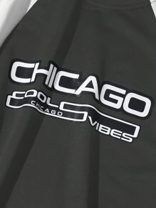 PAVTROS 男士休闲字母图案撞色圆领短袖T恤短裤套装，夏季 - 彩色 - 查看 3