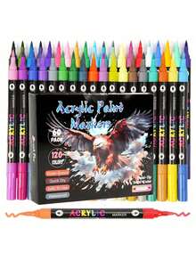24/48/72 Color Acrylic Marker Pens, Rock Painting Kit Stone Paint Pens Set Ceramic, Glass, Wood, DIY Crafts Drawing Art Craft School Supplied Back To School - Double-ended acrylic pen - View 7