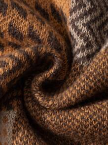 Manfinity CasualKnits 秋季大码男士复古休闲拼布图案V领毛衣背心 - 彩色 - 查看 5