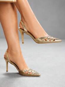 CUCCOO SZL 尖头高跟鞋时尚百搭女士休闲高跟鞋 - 金色 - 查看 10