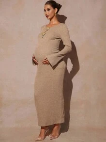 MaterniChic Elegant Maternity Dress With Shell Decor Flare Sleeves  Fall Clothes Fall Dresses Maternity  Wedding Guest Dress Maternity  Baby Shower Dress Old Money Dress