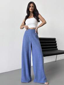 Firerie 女士休闲高腰长款阔腿裤，蓝色，适合沙滩装、机场装， - 藍色 - 查看 7