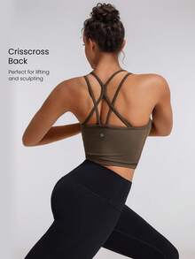 GLOWMODE FeatherFit™ Crisscross Hoạt động Xe tăng Hỗ trợ ánh sáng Thấp Yoga Hằng ngày - Cảm hứng quế - Xem 2