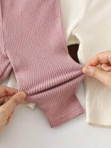 Cozy Pixies Newborn Baby Elastic Waist Ribbed Leggings Chic For Autumn/Winter Fall - Multicolor - View 7