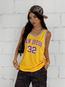 StreetHx 女式街头风格美式运动休闲运动背心 - 黃色 - 查看 4