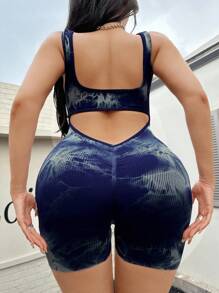 Rhythm Era Mono deportivo sin costuras de alta elasticidad, efecto tie-dye