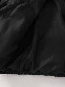 1 Piece Tween Boy Leisure Sports College Literary Retro With Grab Velvet Lining Mid-Length Padded Coat,Suitable For Daily Use,Sports,In Fall/Winter - Black - View 6