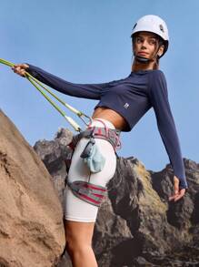 In My Nature Casual Fashionable Versatile Comfortable Long Sleeve Women Outdoor T-Shirt - Navy Blue - View 6